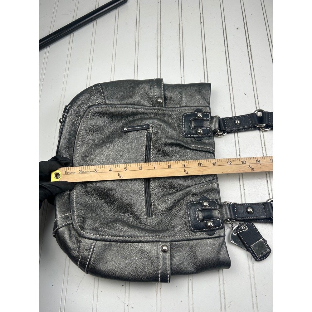 Tignanello Vintage Y2K Gray Pebbled Genuine Leather Shoulder Bag Purse - Picture 9 of 11